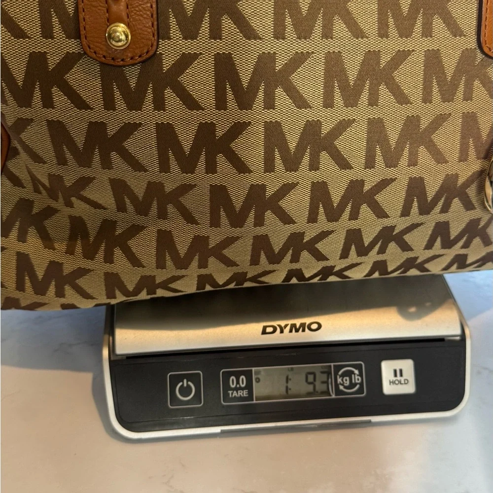 Michael Kors‎ MK Signature Logo Canvas Satchel Shoulder Bag Tan / Brown Monogram